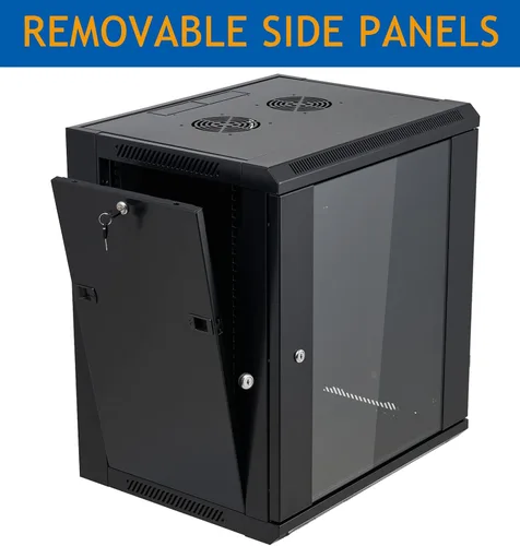 Vista 3 de Gabinete de servidor de montaje en pared de 12U Gabinete de red Rack Enclosure Puerta