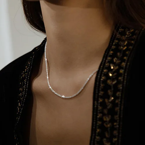 Vista 4 de Collar de oro para mujer, delicados collares en capas de 14 quilates, juego de joyería de moda, cadena de espiga dorada gruesa, impermeable