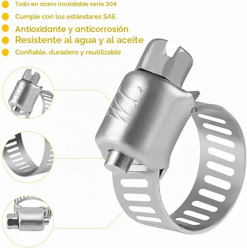 Vista 2 de Winlong Abrazaderas de manguera de acero inoxidable de 1/2 pulgadas, 24 unidades de abrazaderas de manguera de transmisión de engranajes
