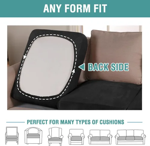 Vista 6 de Funda de cojín elástica de terciopelo, funda de felpa para asiento de sofá, protector de muebles antideslizante para silla/sofá biplaza/sofá