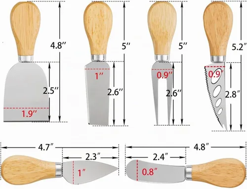 Vista 2 de Juego de cuchillos para queso - Cuchillo de queso, esparcidor de queso, tenedor de queso, cortador de queso, cortador de queso, cuchillo de opción 3