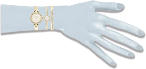 Vista 4 de Anne Klein Juego de reloj y pulsera de cristal para mujer