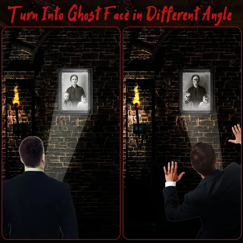 Vista 5 de Tuanse Decoraciones de Halloween para interiores 3D con imágenes cambiantes de rostro, retratos aterradores, portarretratos espeluznantes