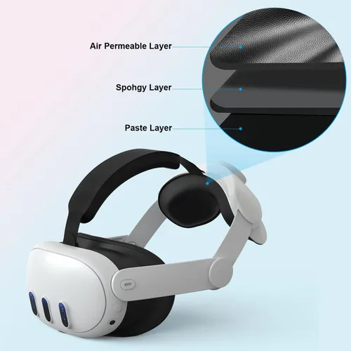 Vista 3 de Correa para la cabeza compatible con Oculus Quest 3, accesorios Meta Quest 3, correa ajustable Elite repuesto para mayor comodidad soporte e