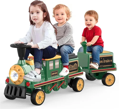 Vista 12 de ANPABO Tren de paseo de 12 V 7 AH, 2 plazas, silbato de tren Choo Choo Azul