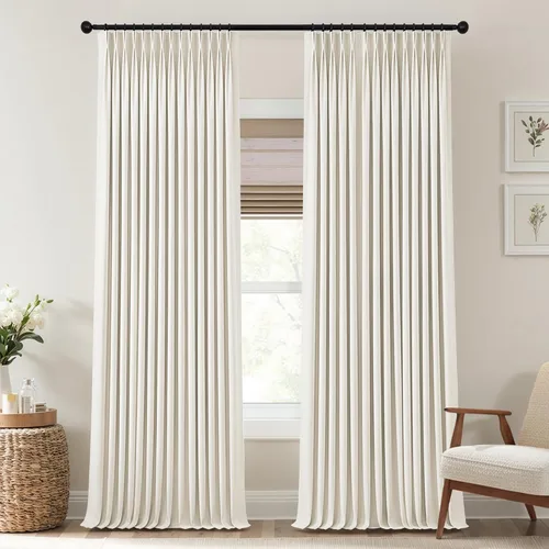 Vista 23 de Mrs.Naturall Cortinas de cocina beige de 42 x 45 pulgadas de largo para cortinas opacas pequeñas