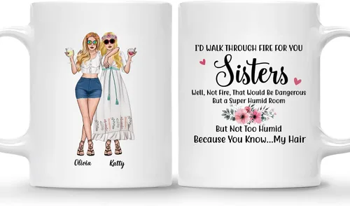 Vista 17 de Gossby Taza personalizada (2 mujeres) Besties Forever Best Friend Regalos de amistad para mujeres, niñas, hermana, taza de café