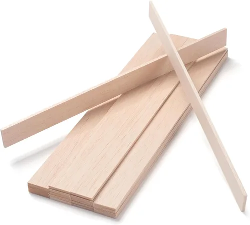 Vista 17 de Palitos de madera de balsa, tiras de madera de balsa, 20 varillas cuadradas de madera de 1/2 x 12 pulgadas para manualidades, palos de madera sin