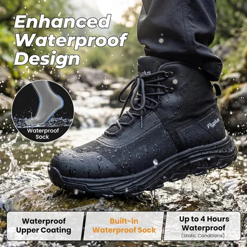 Vista 2 de Men's Military Tactical Boots Waterproof Lightweight Hiking Boots Durable Non-Slip Combat Boot For Work