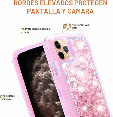 Vista 3 de Asuwish Funda de teléfono para iPhone 11 Pro 5.8 con protector de pantalla, brillante, líquido, transparente, híbrida, a prueba de golpes, grado