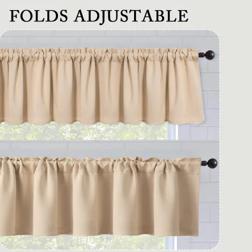 Vista 7 de MIULEE Cenefa opaca con bolsillo para cortinero, con aislamiento térmico, cortina corta para ventana pequeña y dormitorio, 42 x 18 pulgadas, 1 Beige