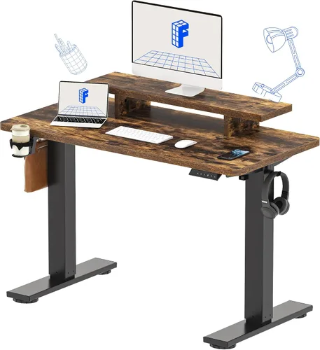 Vista 21 de FLEXISPOT EN2 Escritorio de pie de una pieza completa con regleta de alimentación de abrazadera, escritorio eléctrico de altura ajustable de 40 x 24