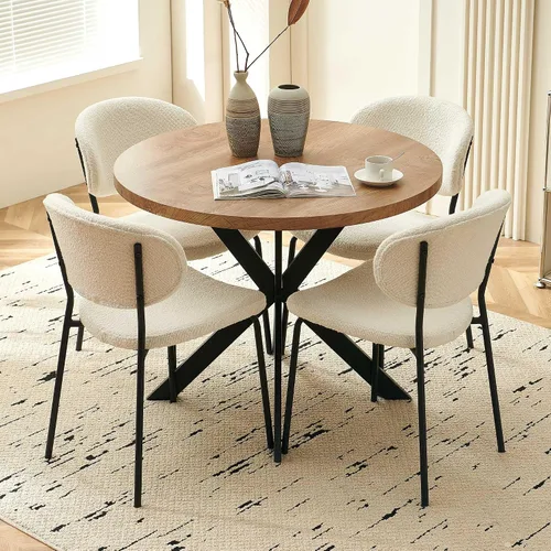 Vista 41 de Homedot Juego de 2 sillas de comedor tapizadas negras, modernas sillas de cocina de mediados de siglo tapizadas con cojín acolchado para comedor