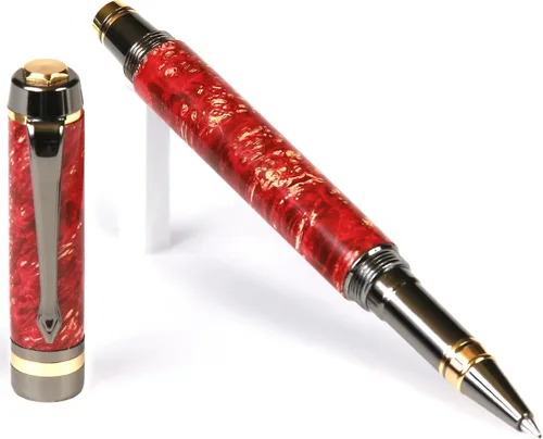 Vista 16 de Lanier Pens Pluma estilográfica Elite - Gun Metal - Negro y Blanco Ébano