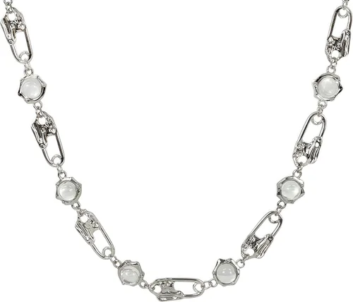 Vista 14 de Collar minimalista con cadena irregular Y2k para uso diario, versátil, joyería de moda para mujer, plata Dorado-1
