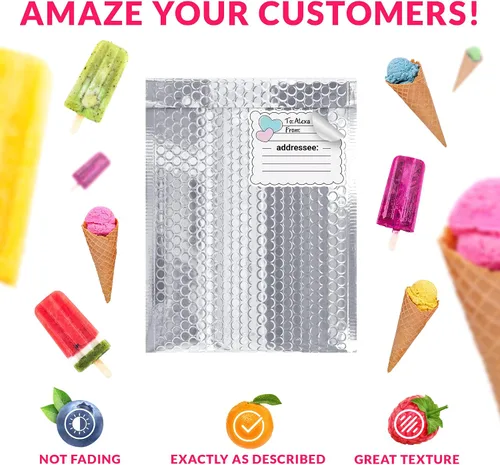 Vista 5 de ABC PACK & SUPPLY Sobres térmicos de burbujas, sobres aislados de papel metálico de 6 x 6 pulgadas, paquete de 10 sobres autoadhesivos impermeables