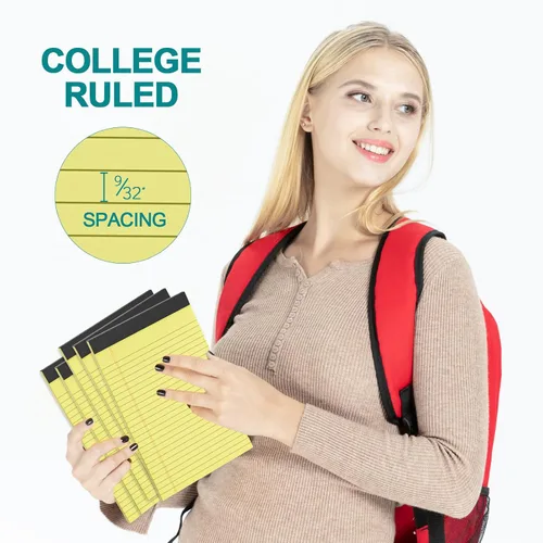 Vista 4 de Blocs de Notas 5x8, Paquete de 4 Blocs de Notas Legales Pequeñas 5x8 Amarillo, Blocs de Notas Legales con Renglones para Universidad, Blocs de Papel