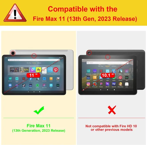 Vista 2 de Funda para Amazon Kindle Fire Max 11 (13ª generación, versión 2023) de 11 pulgadas, piel sintética, con soporte de mariposa en relieve, con lápiz