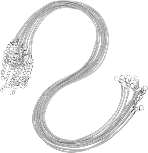 Vista 64 de MECCANIXITY 10 cordones de collar encerado de 18 pulgadas, cadena de collar a granel con cierre de 0.059 in de cuerda de cuero encerado para hacer