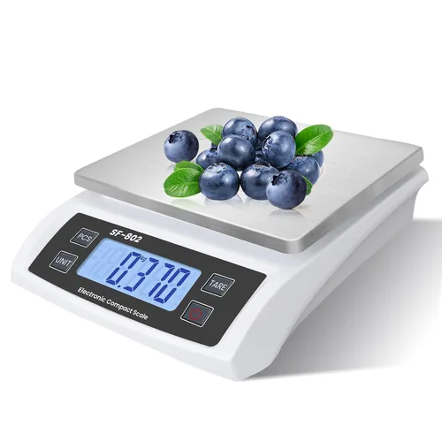 Vista 8 de Gran báscula digital de cocina 30kg/66lb báscula de alimentos para hornear y cocinar báscula de pan de acero inoxidable con pantalla LCD escalas