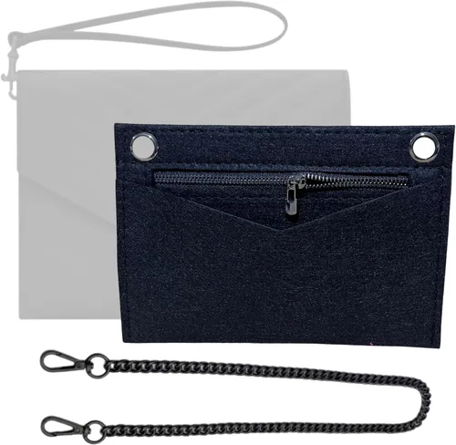 Vista 9 de Conversion Kit compatible with Monogram Clutch, Insert with 120cm - 47" inches Premium Gold Chain, Wristlet Insert Wallet on Chain (Lime)