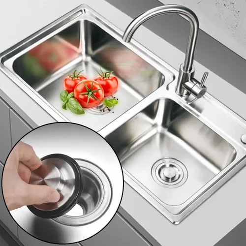 Vista 5 de Paquete de 2 tapones para fregadero de cocina para eliminación de basura, tapón de acero inoxidable para eliminación de basura que se adapta a