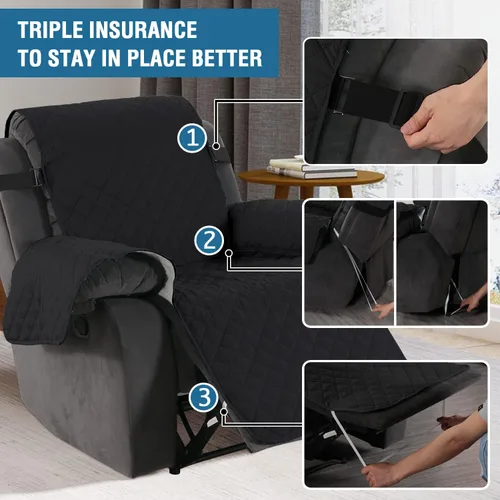 Vista 4 de H.VERSAILTEX Fundas Acolchadas Reversibles para Sillones Reclinables, Funda para Silla Reclinable Resistente al Agua, Protector de Muebles Lavable