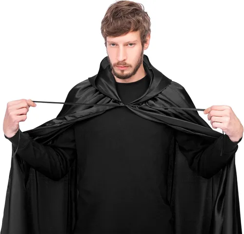 Vista 5 de Myir JUN Capa unisex con capucha, disfraz de Halloween, con capucha, longitud completa, para Halloween, Navidad, disfraces