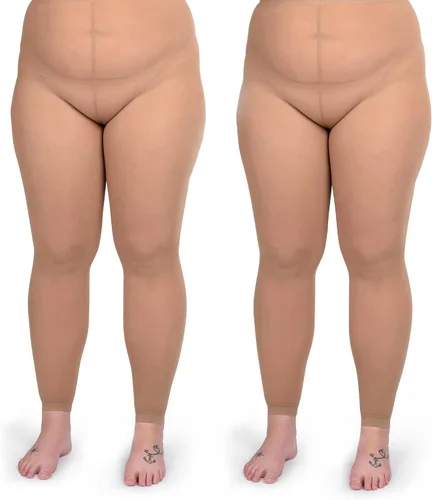 Vista 2 de Silky Toes Medias casuales sin pies de microfibra opaca para mujer, talla grande, 2 pares