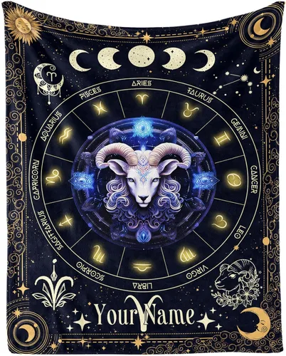 Vista 29 de Manta del Zodiaco Acuario para Niños y Niñas, Diseño Temático de Astrología Secreta Impreso, Mantas de Tiro para Niños, Regazo, Silla, Manta Suave