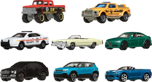 Vista 3 de Matchbox Juego de 8 autos o camiones de juguete fundidos a presión a escala 1:64, paquete múltiple temático de 8 vehículos, incluyendo 1 exclusivo