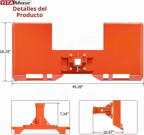 Vista 5 de YITAMOTOR - Placa de montaje para minicargadora de 3/8 pulgadas con receptor extraíble de 2 pulgadas, color naranja