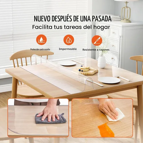 Vista 4 de VEVOR - Mantel cuadrado transparente de PVC, 12" x 12", 1.5mm de grosor, impermeable, resistente a manchas, duradero, para escritorio, mesa de café