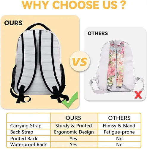 Vista 5 de Highland Cow - Mochila con lonchera, juego de 3 mochilas escolares a juego, bonita mochila blanca y estuche para lápices