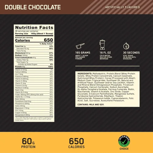 Vista 2 de Complejo para aumentar de peso, de Optimum Nutrition Pro , OP65, 1, 1