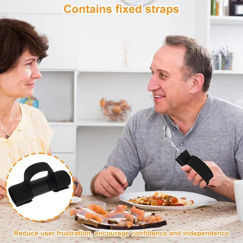 Vista 4 de Utensilios adaptativos con correa, utensilios con peso ajustable en ángulo, asas antideslizantes, utensilios ergonómicos construidos, cubiertos