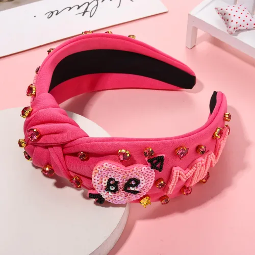 Vista 2 de mokkia Diademas de corazón para el día de San Valentín para mujer, accesorios para el día de San Valentín, diadema anudada con corazón con cuentas