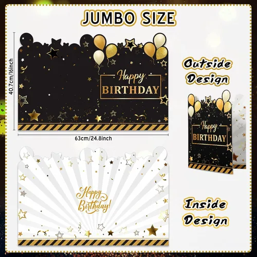 Vista 2 de Tiamon Tarjeta de felicitación grande de 25 x 16 pulgadas, libro de invitados gigante, tarjeta de feliz cumpleaños, libro de invitados de plástico