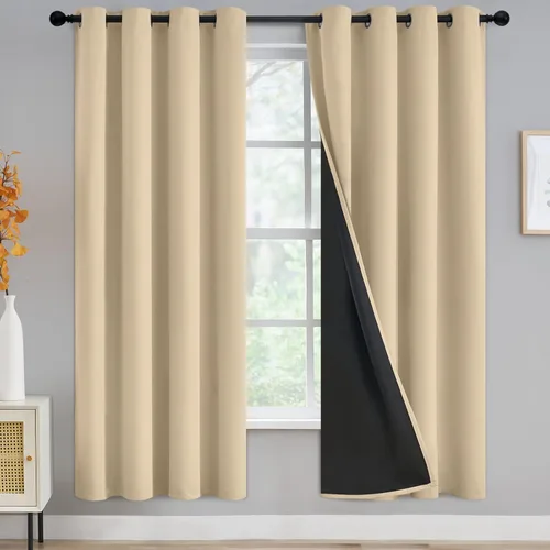 Vista 50 de Yakamok Cortinas negras, cortinas de ventana con aislamiento térmico y eficiencia energética para dormitorio, cortinas opacas completas y cortinas