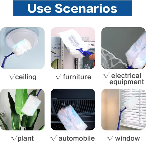 Vista 6 de Kit de repuestos de plumero multisuperficie de 180° (1 mango largo a + 1 mango corto + 15 repuestos de plumero)
