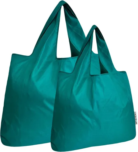 Vista 14 de allydrew Bolsas de comestibles reutilizables de nailon plegables grandes y pequeñas, juego de 2