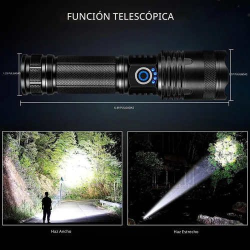 Vista 6 de Linternas LED recargables de alto lúmenes, 90,000 lúmenes, linternas súper brillantes con 5 modos, linterna de flash potente impermeable linterna