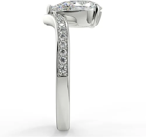 Vista 9 de WSX - Anillo de compromiso de oro de 10/14/18 quilates de 2 quilates para mujer, diseño de lágrima personalizada, moissanita, promesa de boda