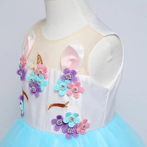 Vista 8 de Vestido largo de unicornio para niñas disfraz de concurso fiesta de princesa cumpleaños vestido largo