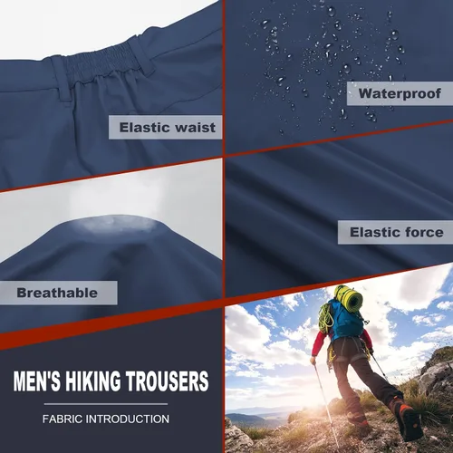 Vista 4 de MEETYOO Pantalones cargo de senderismo para hombre, impermeables, tácticos, ligeros, elásticos, para acampar