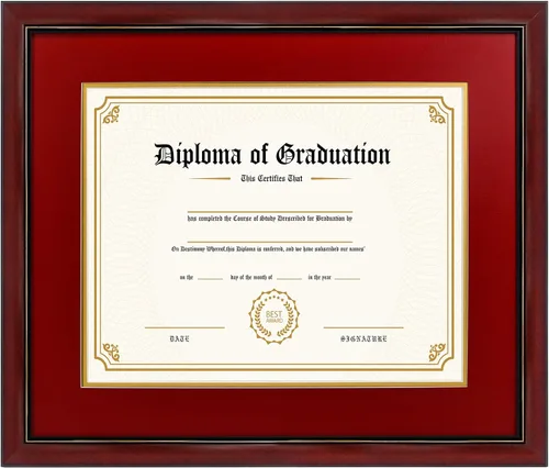 Vista 10 de GraduatePro Marco de diploma de certificado de 8.5 x 11, madera maciza y acrílico con protección UV, acabado cereza con ribete dorado