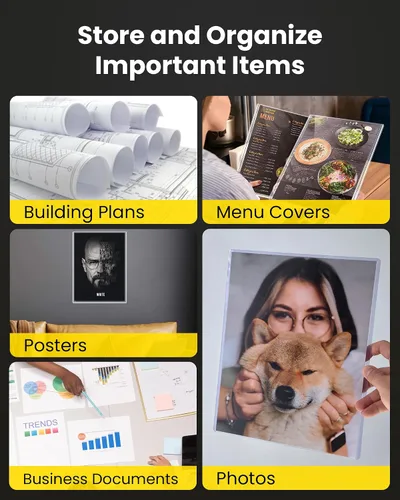 Vista 6 de Paquete de 10 protectores de hojas de plástico duro de 8.5 x 11 pulgadas, fundas rígidas de PVC de 12 mil para documentos, papeles, fotos