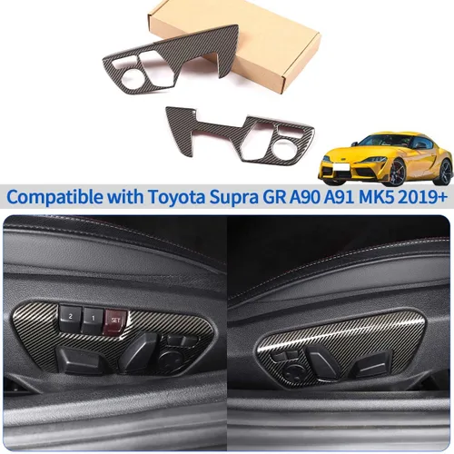 Vista 7 de Ajuste para Toyota Supra GR A90 A91 MK5 2018-2022 Ajuste de asiento Botón de ajuste de la cubierta del panel, marco de decoración del panel