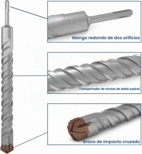 Vista 2 de E&K Broca de martillo rotatorio de 1 pulgada SDS Plus para anclar en cemento de piedra de mampostería de hormigón Cemento de cercado instalación