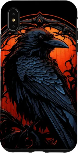 Vista 11 de Funda estética oscura para iPhone 17, diseño de cuervo gótico, diseño de pájaro de cuervo y pájaro oculto